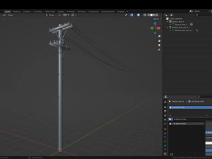 Conjunto de 3 Postes El&eacute;tricos Diversos Modelo 3D