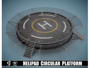 Helipad Circular Platform Modelo 3D
