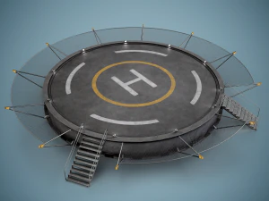 Helipad Circular Platform 3D Model