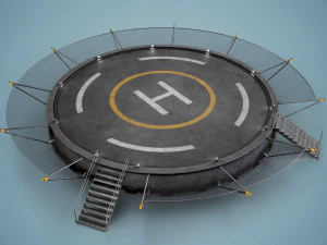 Helipad Circular Platform 3D Model