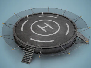 Helipad Circular Platform 3D Model