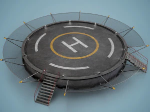 Helipad Circular Platform 3D Model