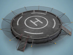 Helipad Circular Platform 3D Model