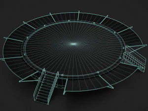 Helipad Circular Platform 3D Model