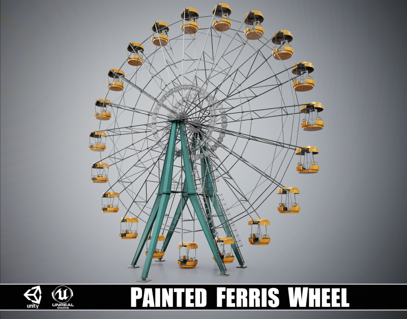 Painted Ferris Wheel 3D Model .c4d .max .obj .3ds .fbx .stl .blend 
