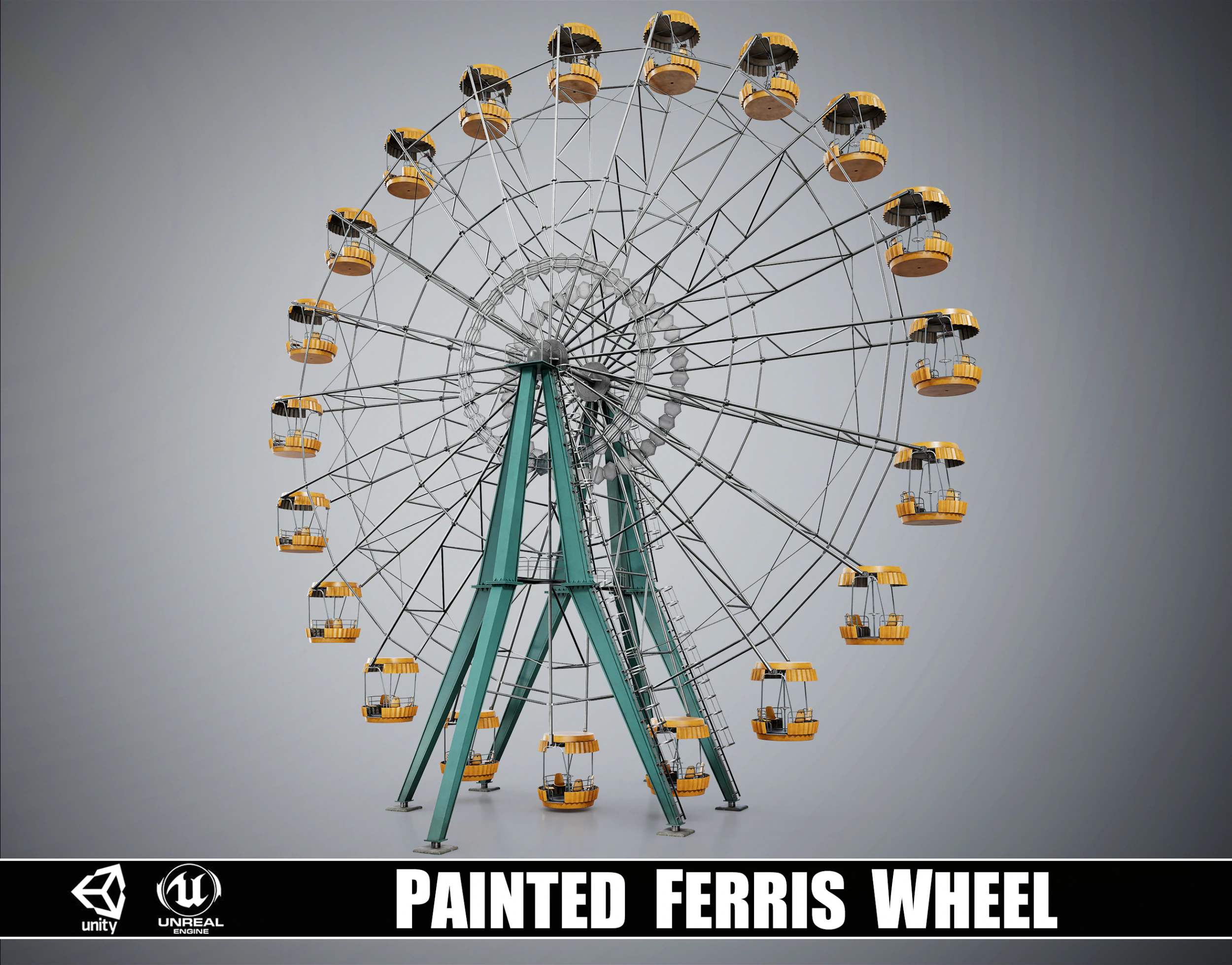 Painted Ferris Wheel 3D Model .c4d .max .obj .3ds .fbx .stl .blend 