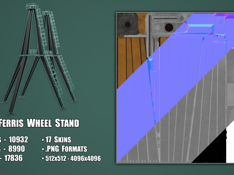 Painted Ferris Wheel 3D Model