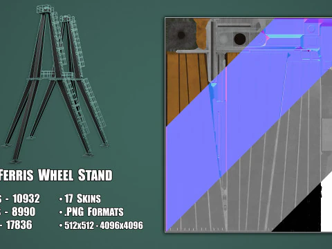 Painted Ferris Wheel 3D Model