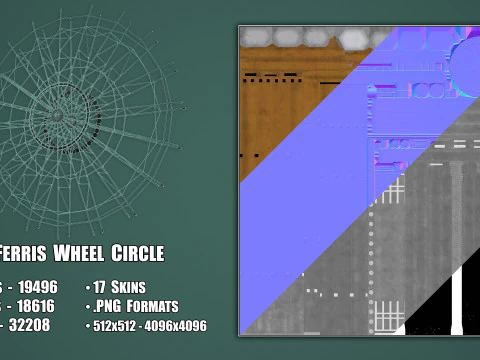 Painted Ferris Wheel 3D Model