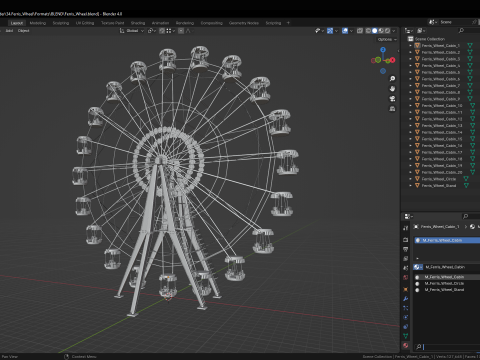 Painted Ferris Wheel 3D Model