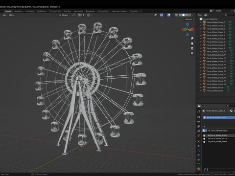 Painted Ferris Wheel 3D Model