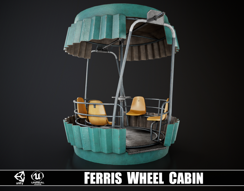 Painted Ferris Wheel Cabin 3D Model .c4d .max .obj .3ds .fbx .stl .blend 