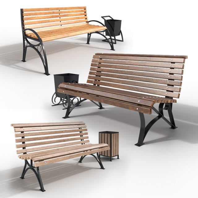 bench 3D Model .c4d .max .obj .3ds .fbx .stl .blend 