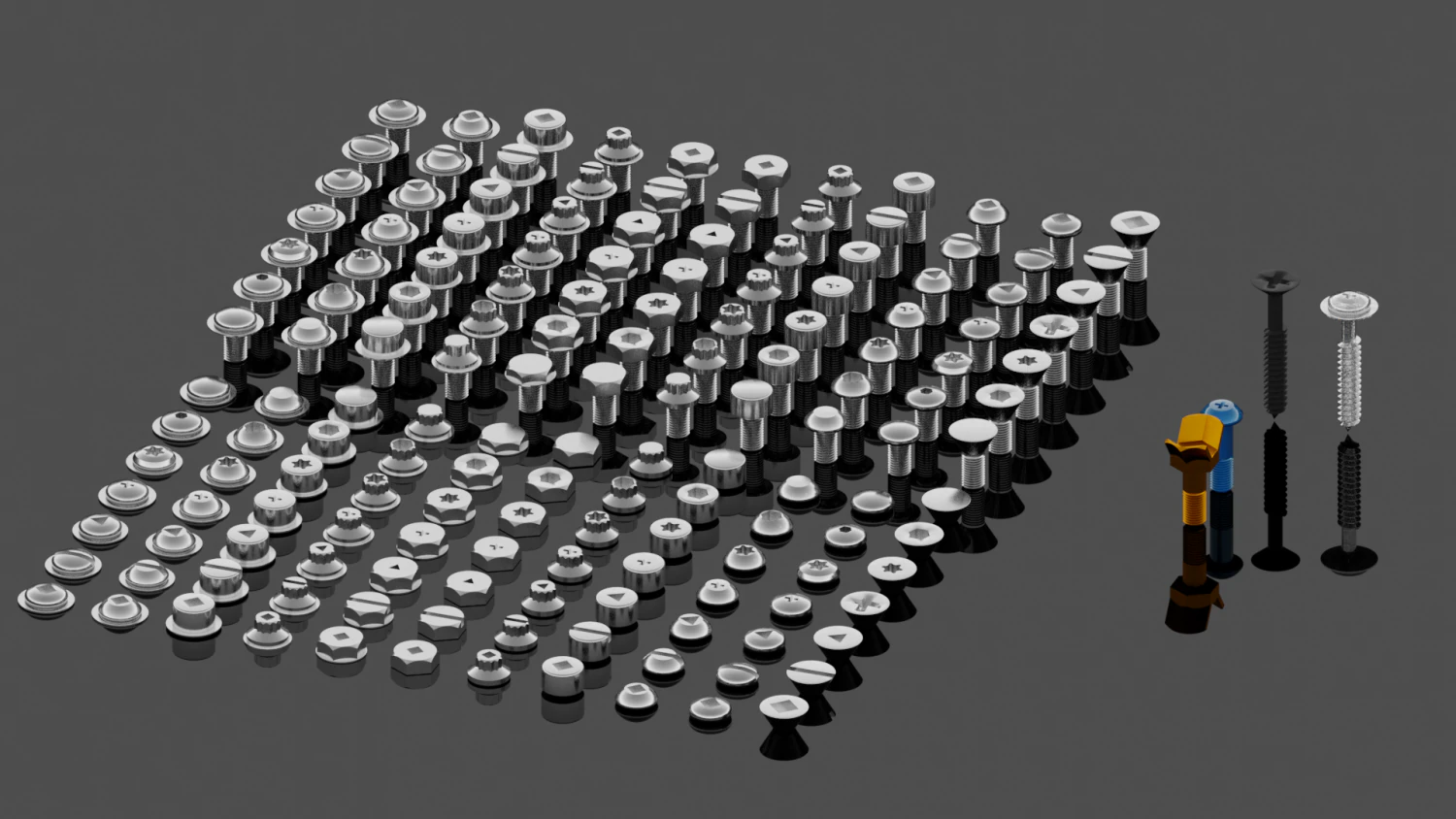 bolts self-tapping screws screws 3D Model .c4d .max .obj .3ds .fbx .stl .blend