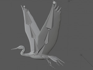egret heron crane bird Model 3D