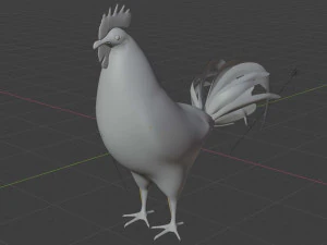 white hen rooster chicken bird 3D Model