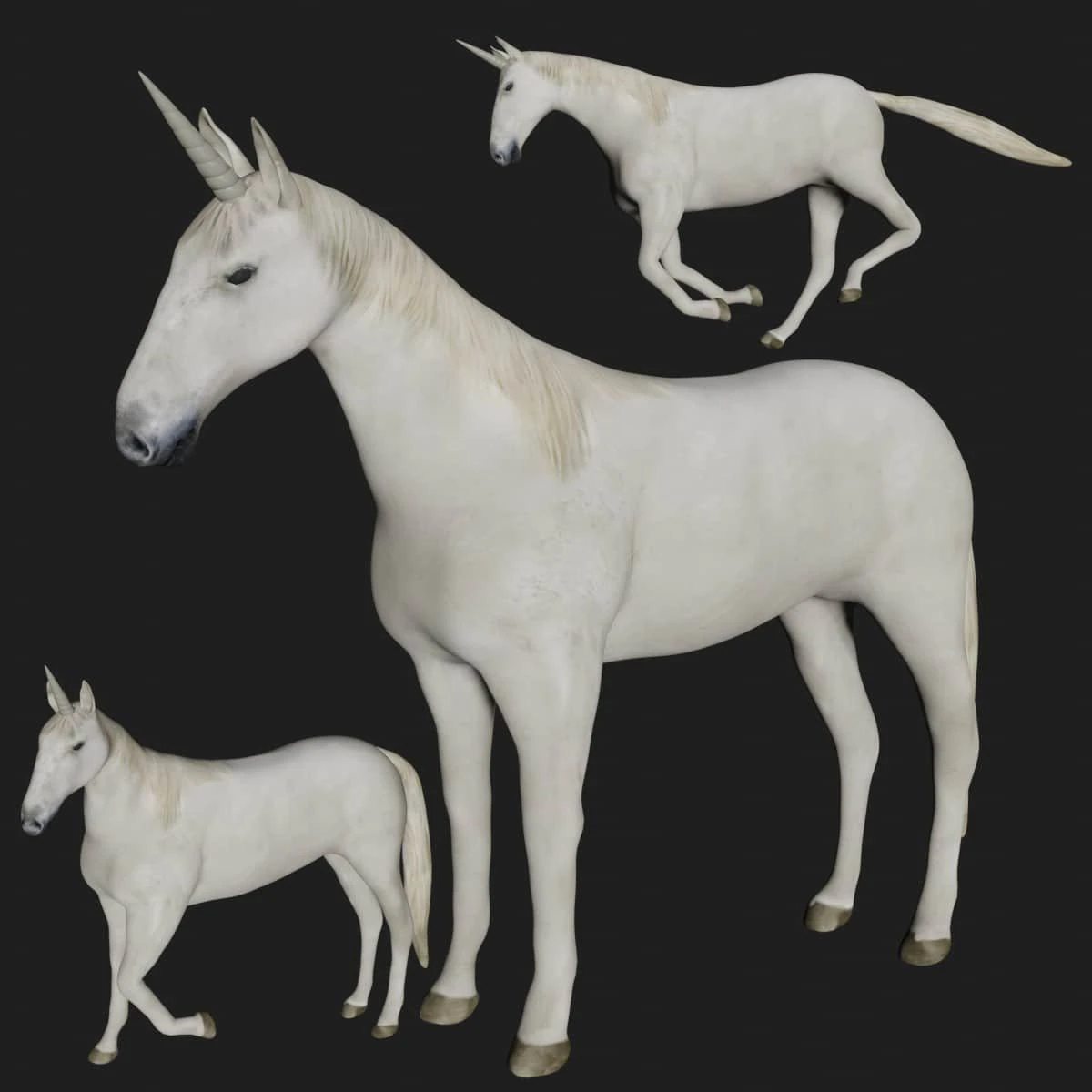 unicorn white horse fantasy monster mythological creature 3D Model .c4d .max .obj .3ds .fbx .stl .blend