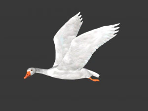 rigged white flying goose 3D Model