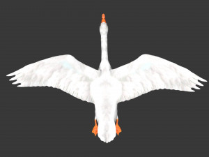 rigged white flying goose 3D Model