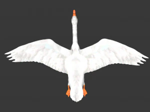 rigged white flying goose 3D Model