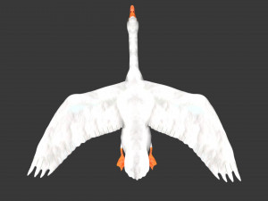 rigged white flying goose 3D Model