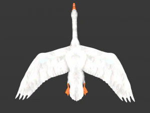 rigged white flying goose 3D Model