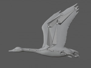 rigged white flying goose 3D Model