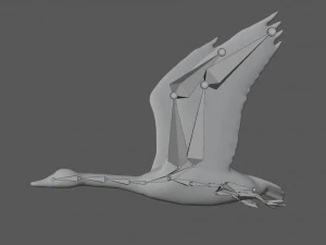 rigged white flying goose 3D Model