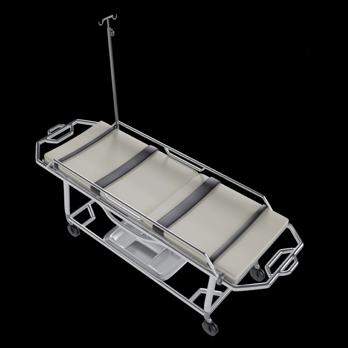 rolling stretcher hospital 3D Model .c4d .max .obj .3ds .fbx .stl .blend 