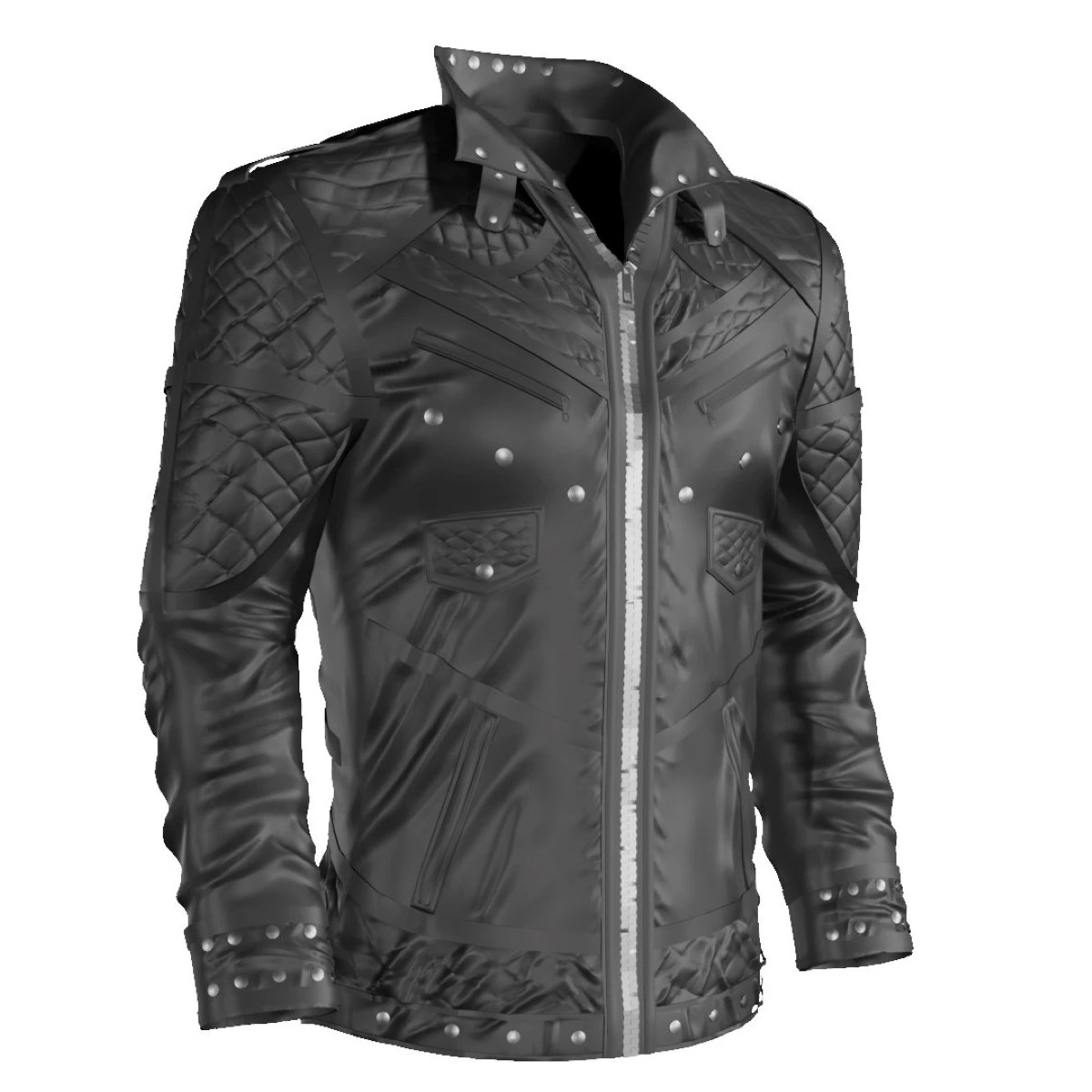 black leather jacket 3D Model .c4d .max .obj .3ds .fbx .stl .blend 