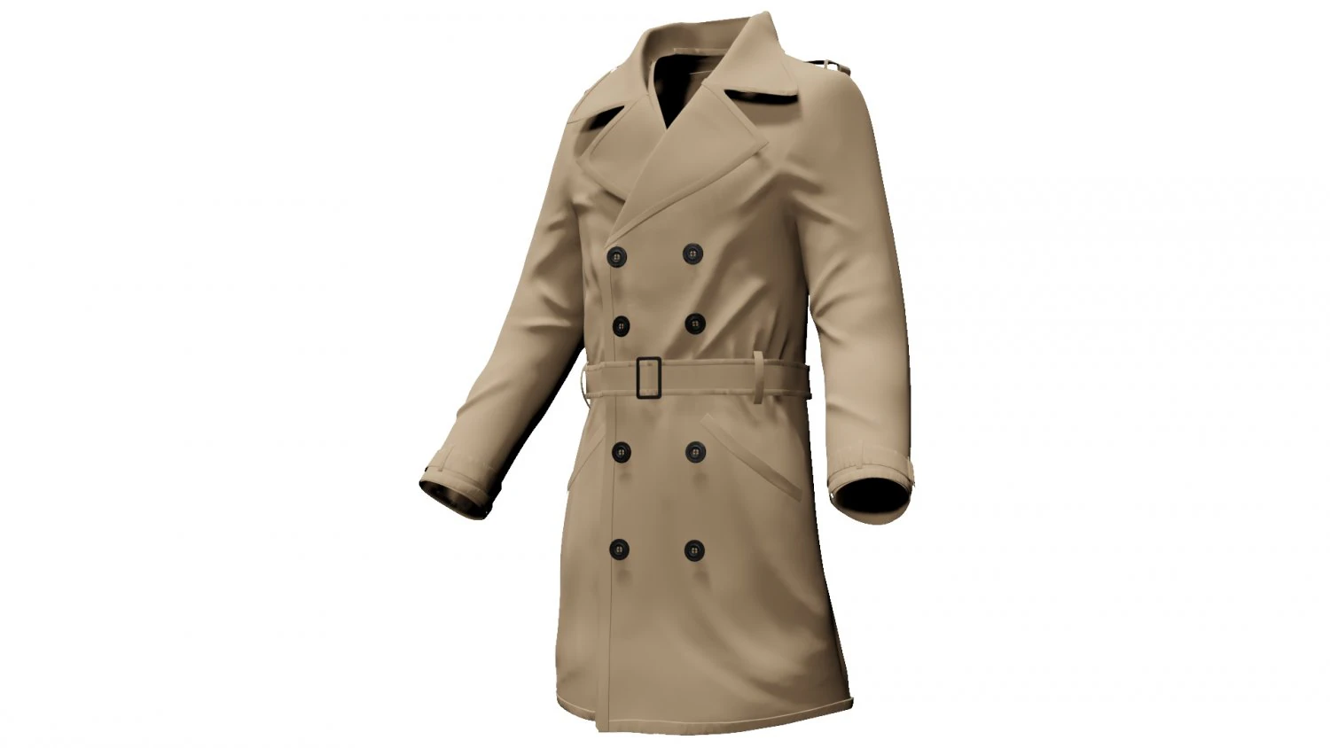 trench coat woman cloth detective pea coat 3D Model .c4d .max .obj .3ds .fbx .stl .blend 