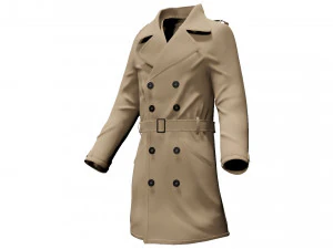 trench coat woman cloth detective pea coat 3D Model