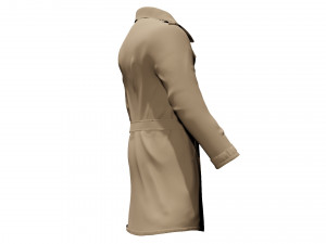 trench coat woman cloth detective pea coat Modèle 3D