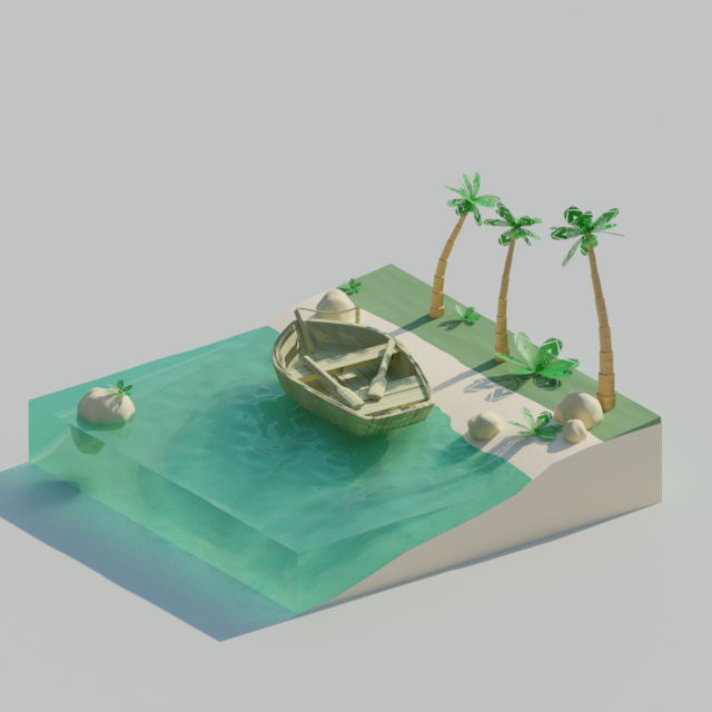 beach low poly 3D-Modell .c4d .max .obj .3ds .fbx .stl .blend 