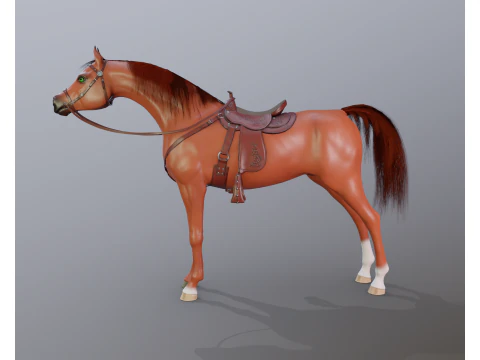 Garanh&atilde;o &aacute;rabe sob a sela Modelo 3D