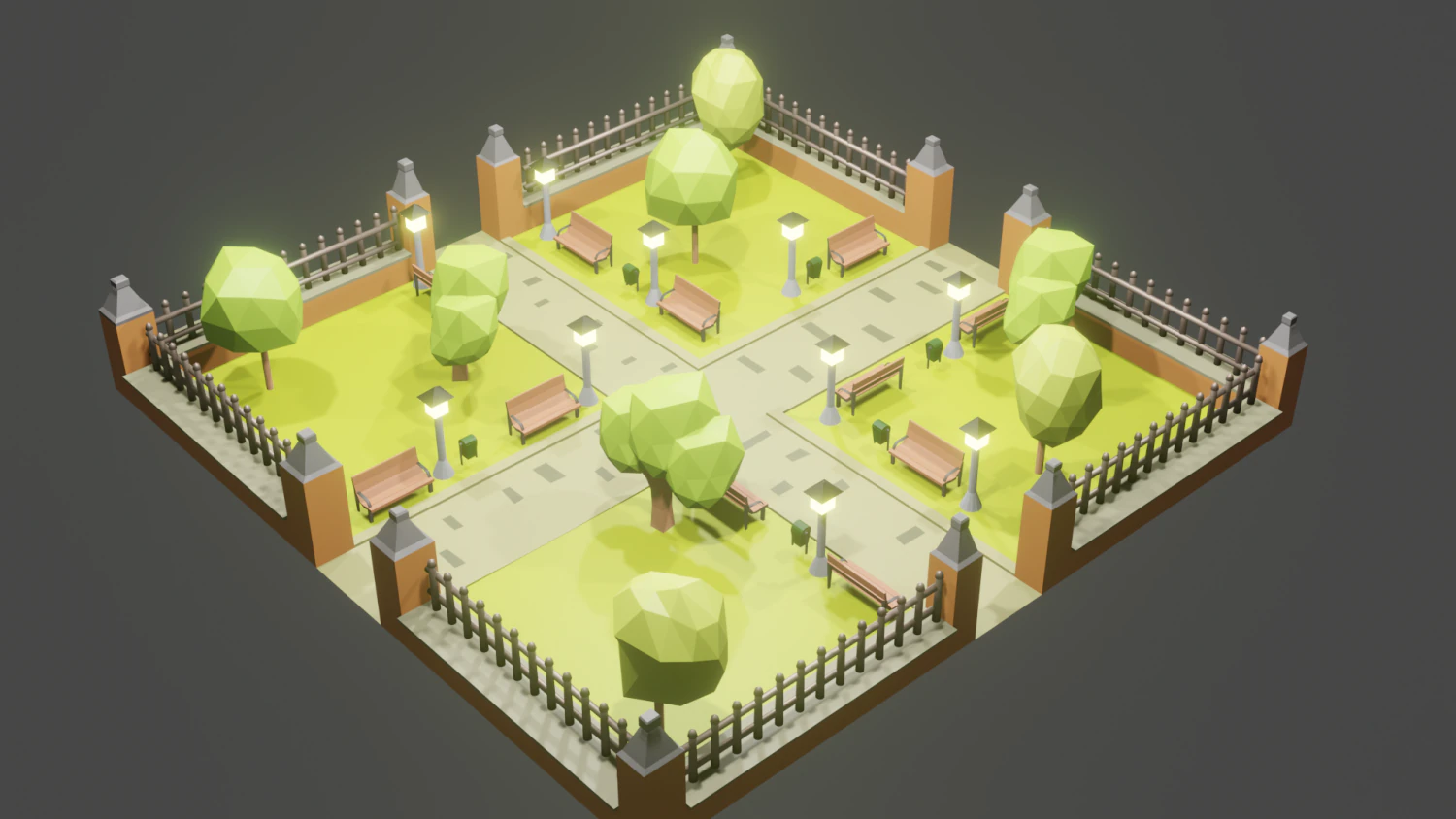park 3D Model .c4d .max .obj .3ds .fbx .stl .blend 