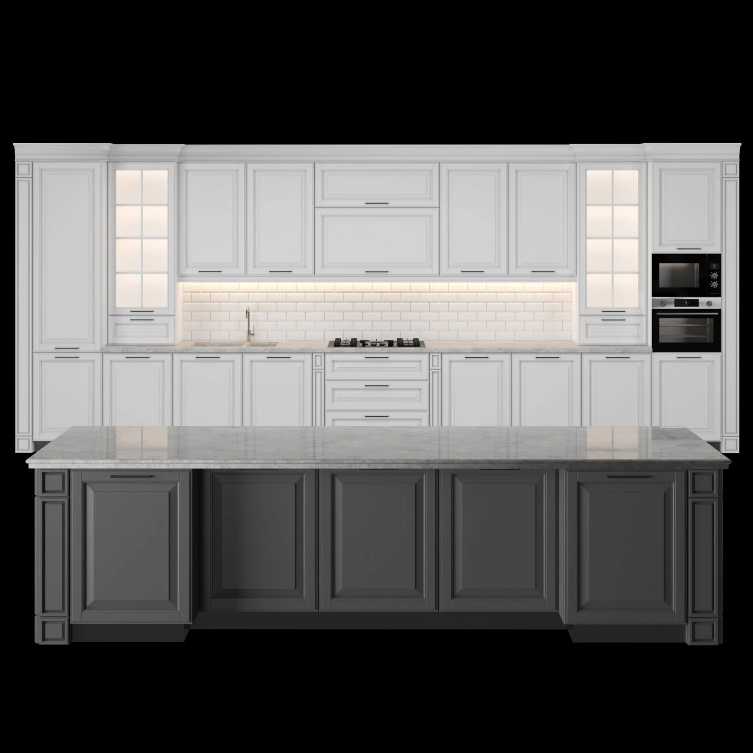 classic kitchen with island 01 3D Model .c4d .max .obj .3ds .fbx .stl .blend