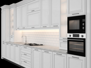 classic kitchen with island 01 3D Model