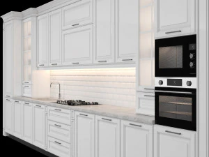 classic kitchen with island 01 3D Model