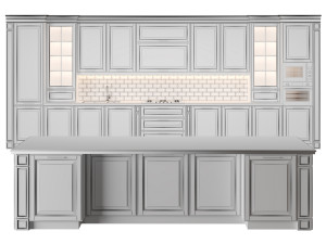 classic kitchen with island 01 3D Model
