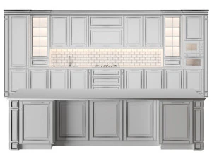 classic kitchen with island 01 3D Model