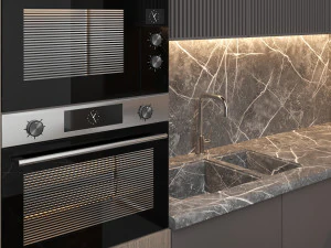 modern kitchen with island 02 3D Model