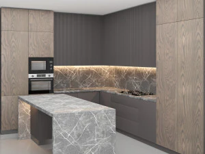 modern kitchen with island 02 3D Model
