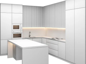 modern kitchen with island 02 3D Model