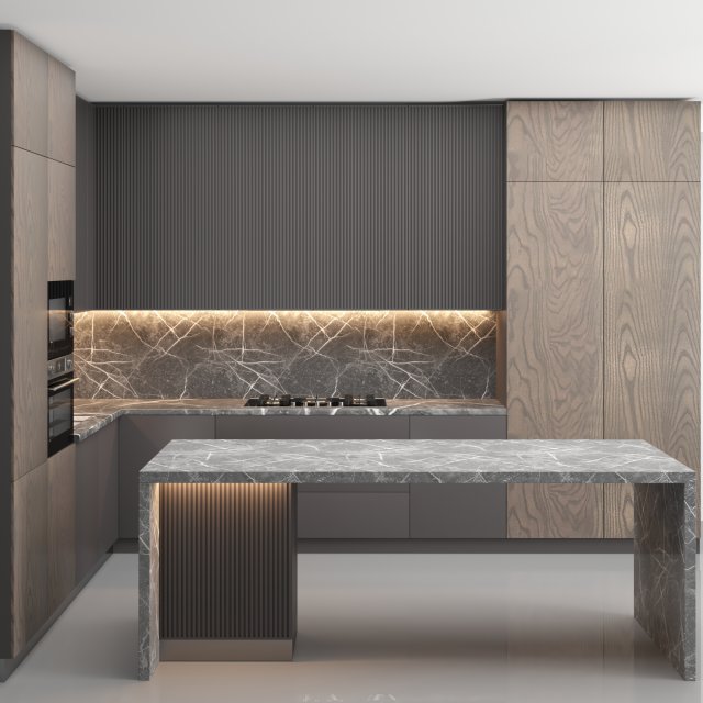modern kitchen with island 02 Modelo 3D .c4d .max .obj .3ds .fbx .stl .blend 