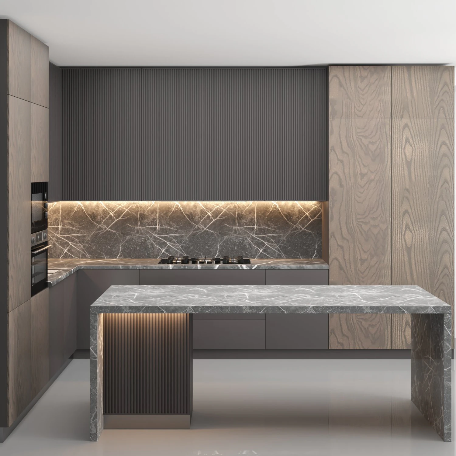 modern kitchen with island 02 3D Model .c4d .max .obj .3ds .fbx .stl .blend