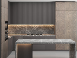 modern kitchen with island 02 3D Model