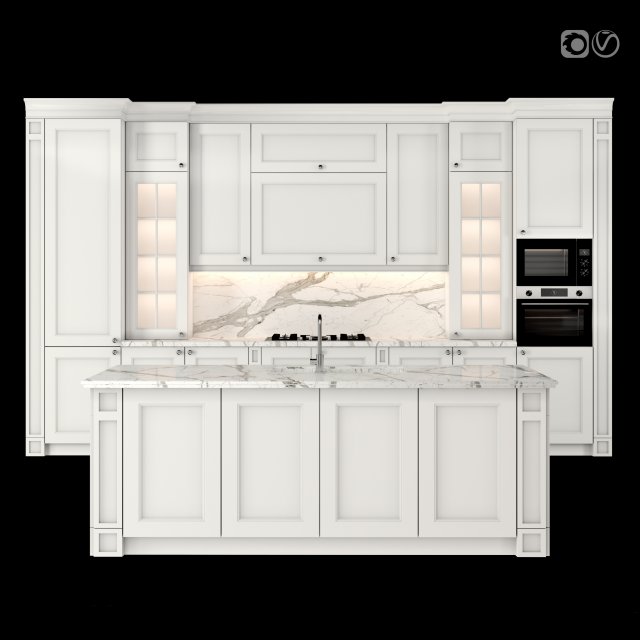 classic kitchen with island 05 3D Модель .c4d .max .obj .3ds .fbx .stl .blend 