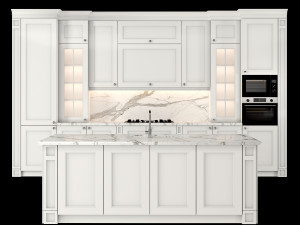 classic kitchen with island 05 3D 모델