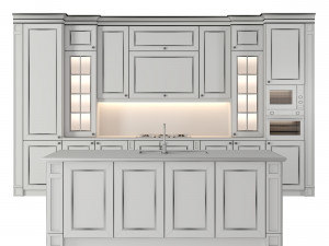 classic kitchen with island 05 3D Модель